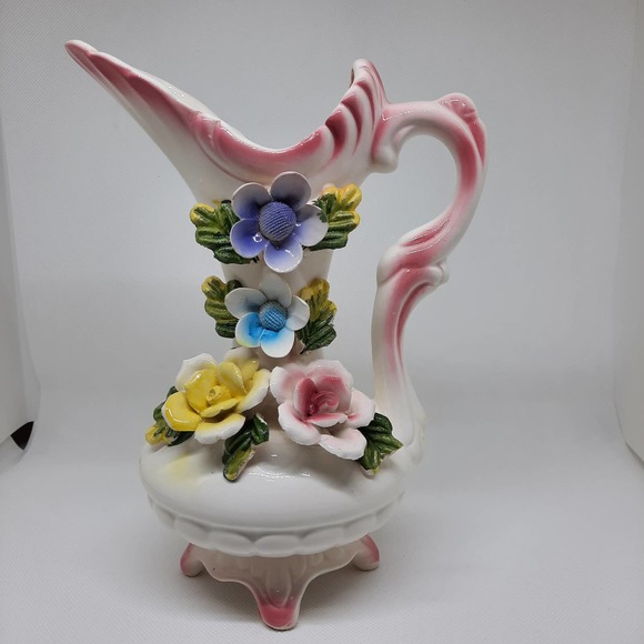 5 For $20.00 Vintage Decorative Pitcher Pink, Blue and Yellow flowers - Picture 13 of 14